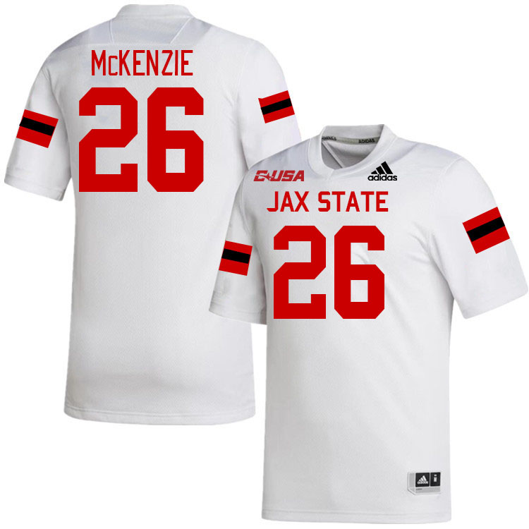 #26 Brice McKenzie Jacksonville State Gamecocks College Football Jerseys Stitched-White